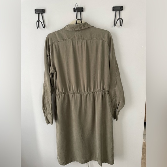 Maison Cinqcent, women's small, olive khaki shirt dress tie waist pockets mini - Picture 3 of 5